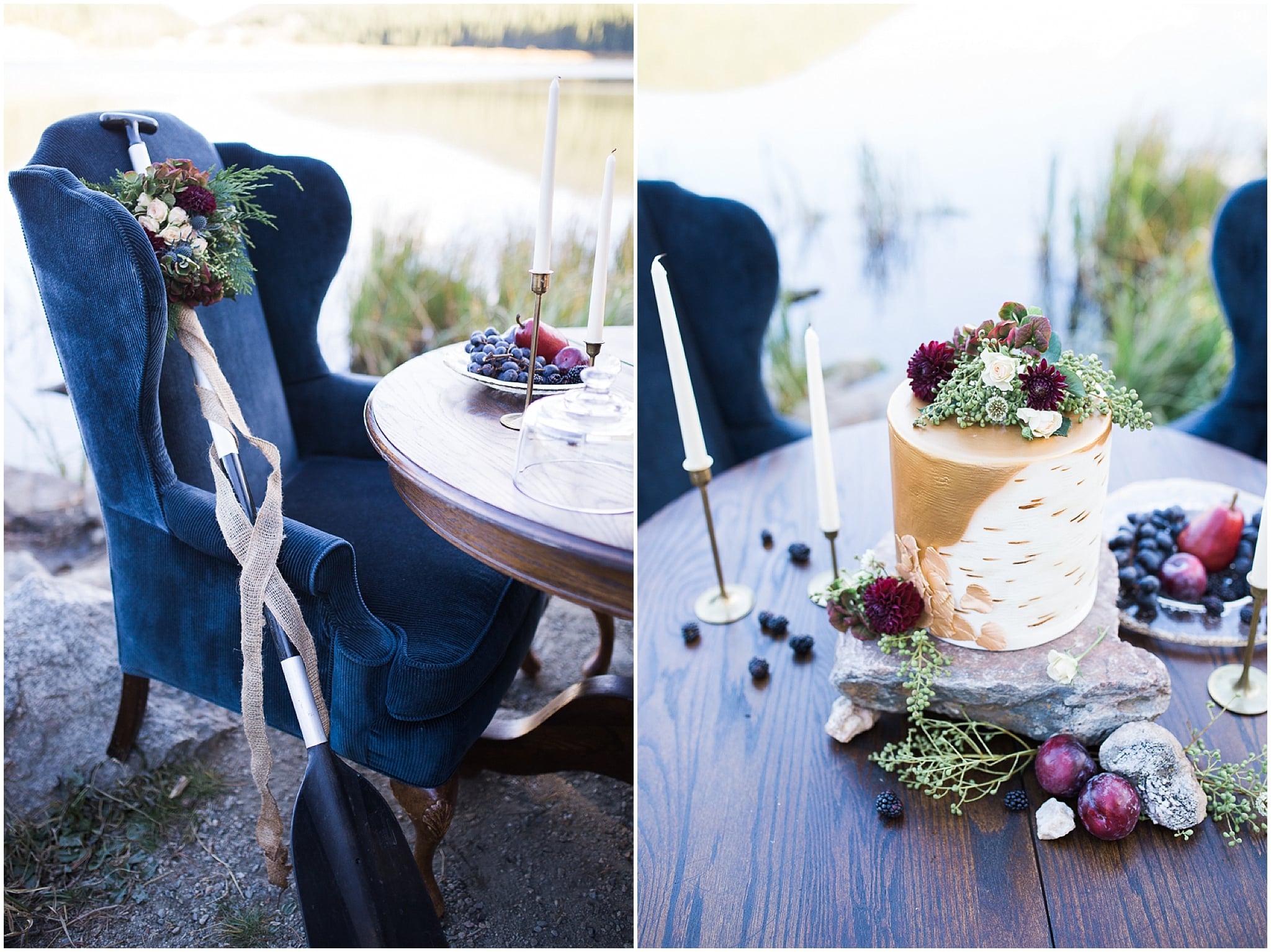 Colorado Mountain Wedding Photographer - rock cake stand