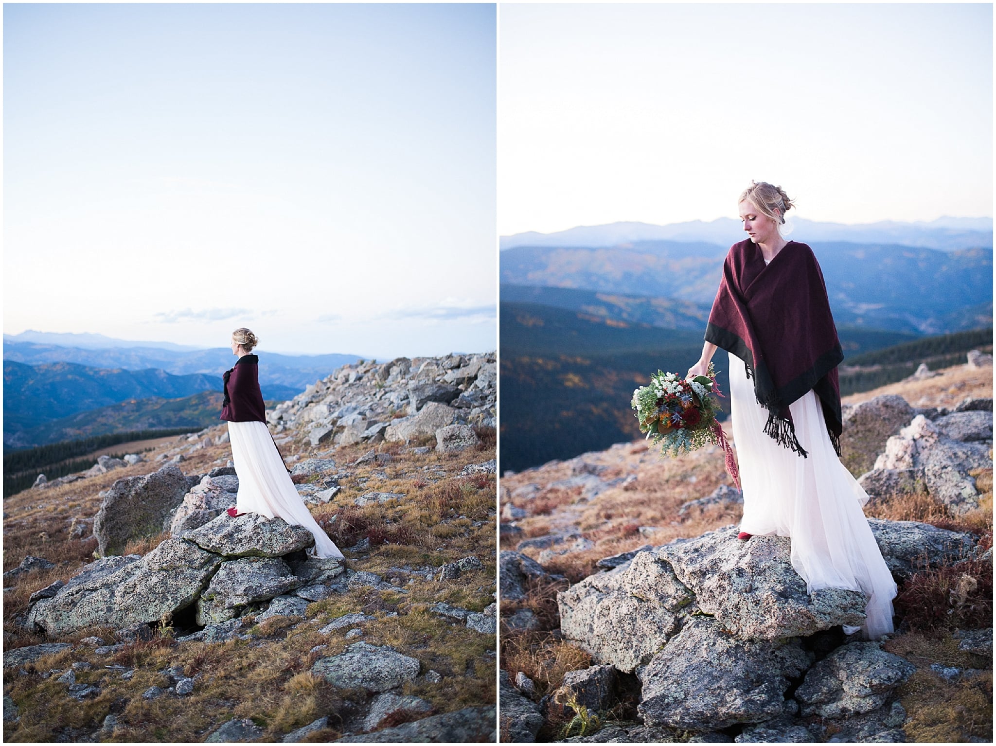 Colorado Mountain Wedding Photographer - colorado bride on top of mountain