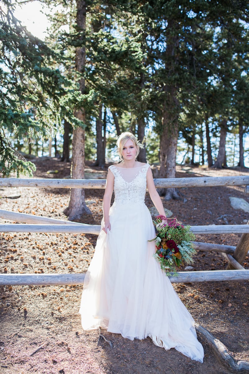 Colorado Mountain Wedding Photographer - bride in the woods