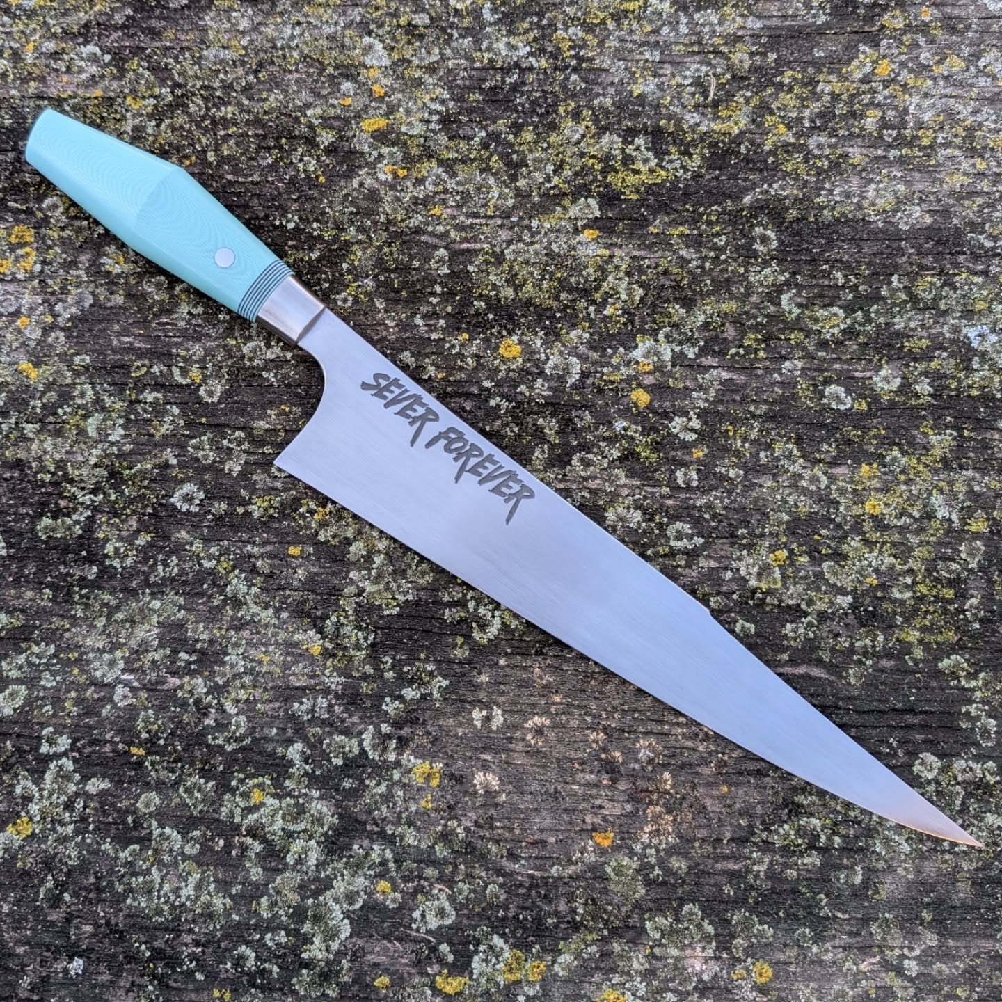 Here's one I finished up recently. S90V is some amazing stuff! It rates higher than ZDP189 and Magnacut on the edge retention test done by @knifesteelnerds
Handle is Tiffany blue G10 with amerigrip and 330 stainless bolster.
Thanks to @howling_wolf_k
