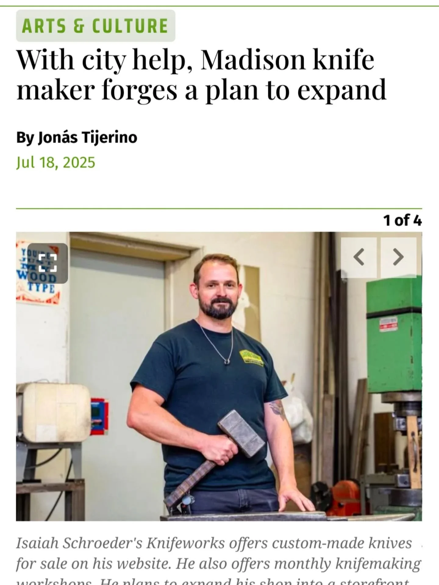 Big thanks to @captimesmadison for checking out my shop and taking my knife making class! Link to the article in bio.
#madisonwi