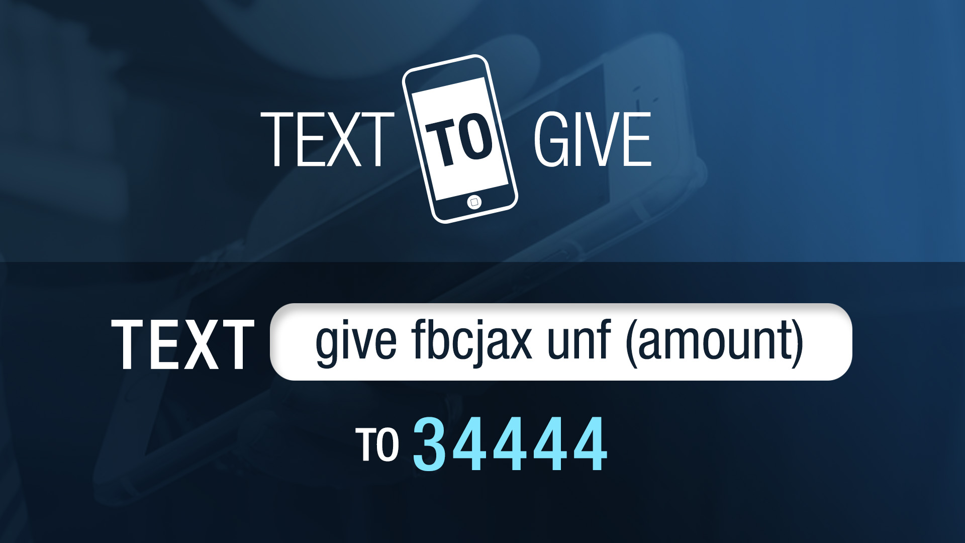 Campus Church utilizes "Text to Give" technology through First Baptist Church of Jacksonville. All donations are tax deductible through First Baptist Church of Jacksonville and will be used to further the local church mission and ministry of Campus Church at the University of North Florida. Text to: 34444 "give fbcjax unf $amount" ( Please note the "unf" must be lower case ) A secure link will provide you the necessary field to complete your donation. Thank you for your important partnership in the gospel!