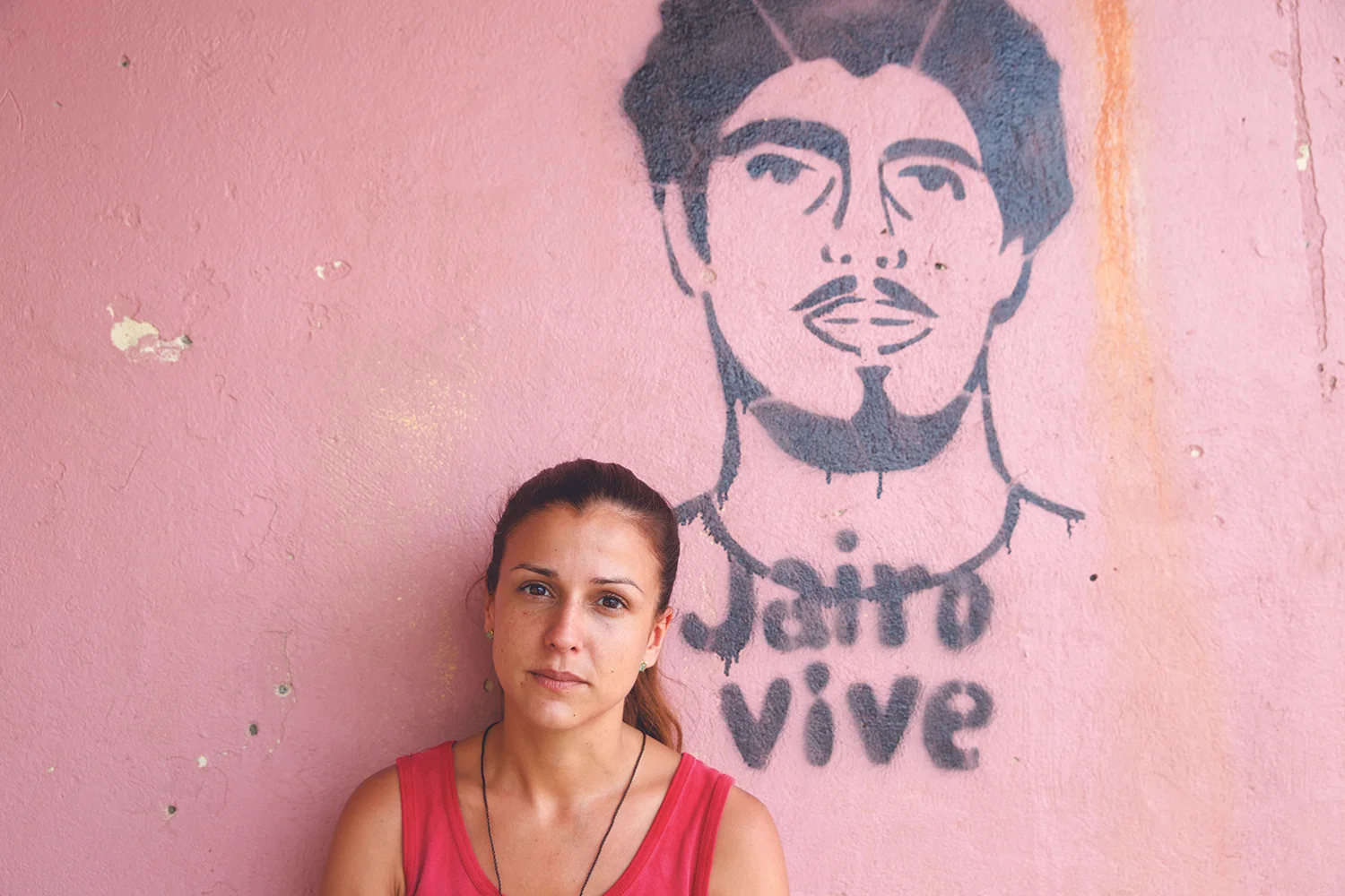 A stenciled image of Mora that graces Limón’s waterfront.