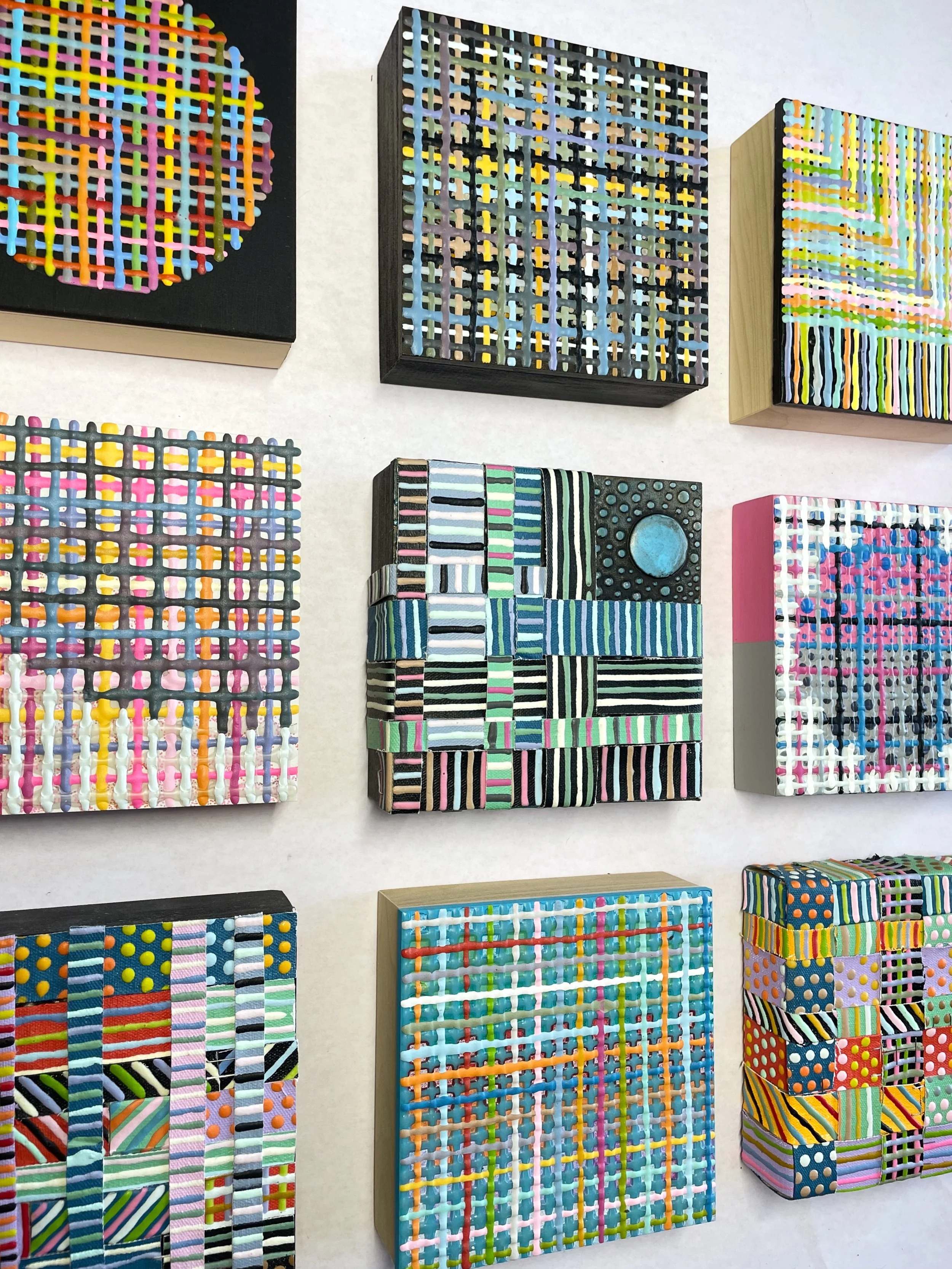 Pulled a bunch of tiny works on wood from storage to show at my open studios this weekend. 
📍Sat. Oct. 3 + Sun. Oct. 4, 11-5pm 
1206 Treat Ave, San Francisco 
&bull;
@artspansf #smallworks #affordableart #mixedmedia #abstractart