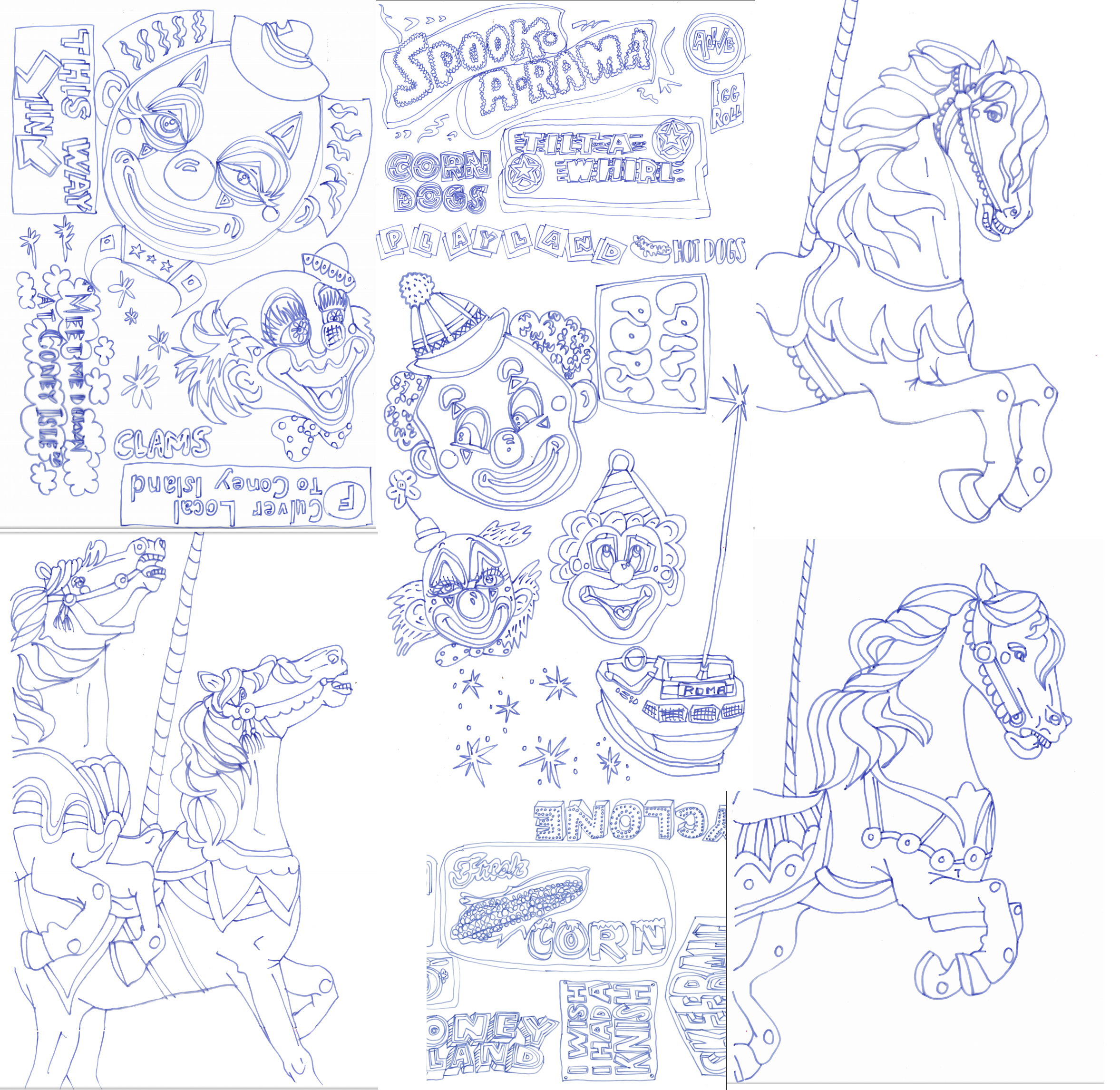Coney Island tracings for screenprint!