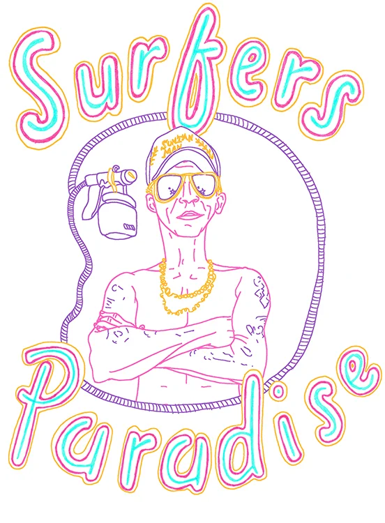 Surfers Paradise Tshirt Print For Undercurrent (front)
