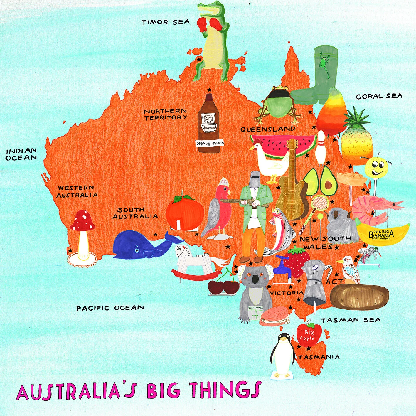 Big Things Australia Map Maps — Sarah Beetson