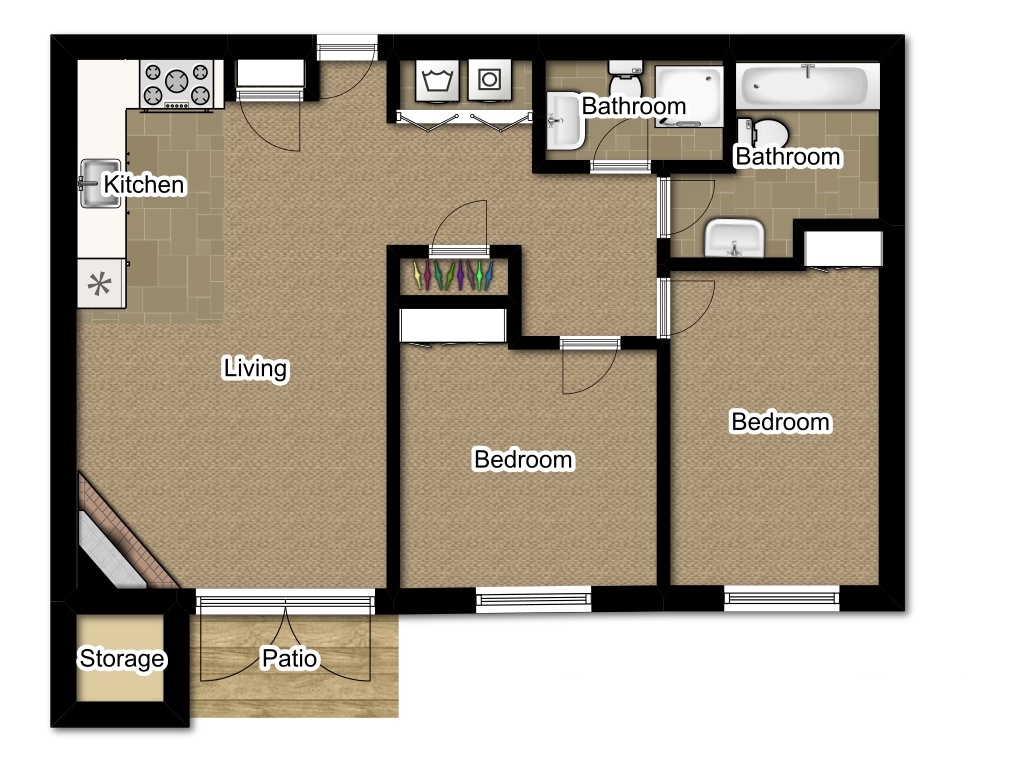 Two Bedroom 984 Sqft