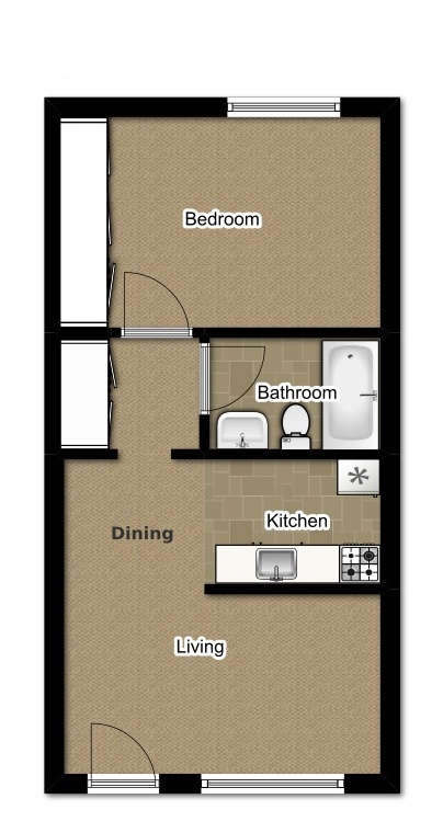One Bedroom 608 Sqft