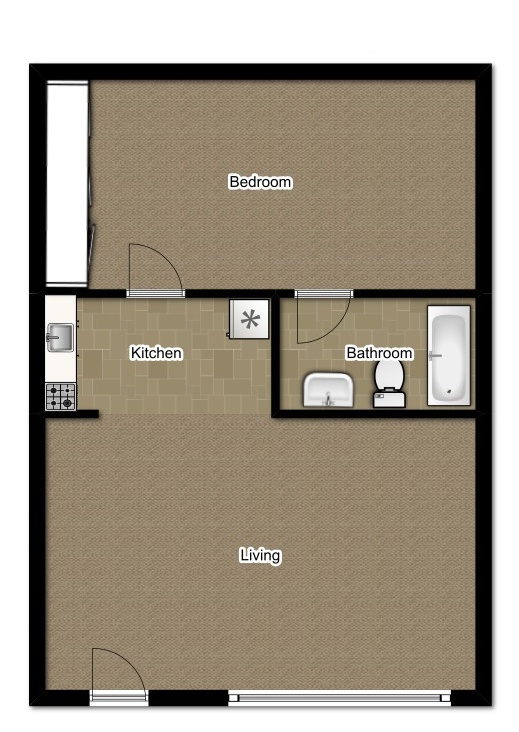 One Bedroom 480 Sqft