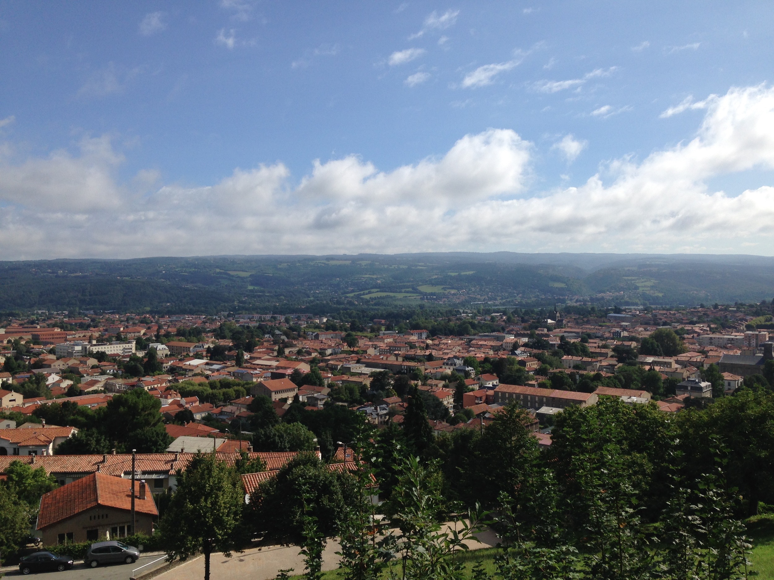 The view back to Mazamet and the distant Languedoc from the start of the climb
