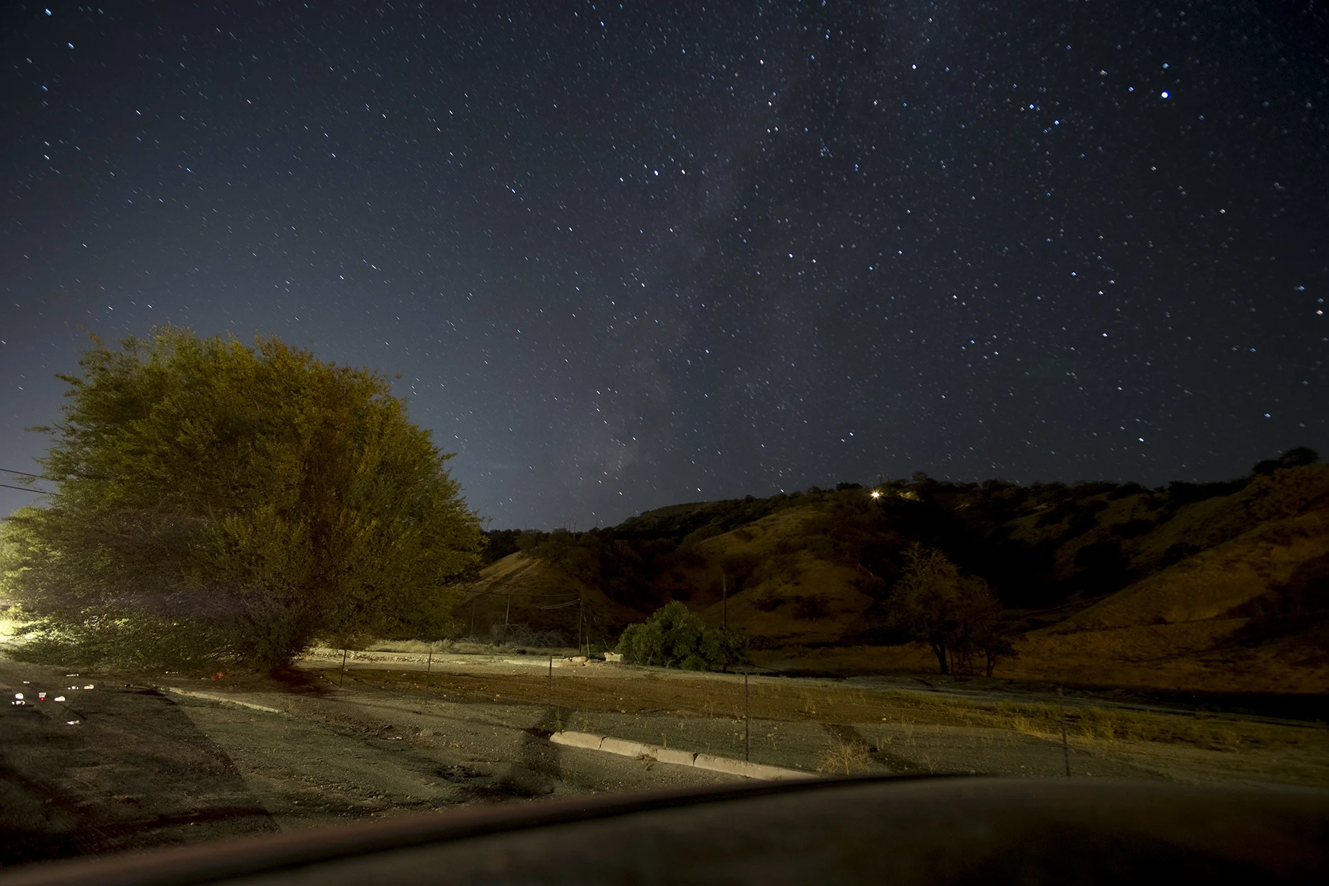 A stop along the road in Lebec to look at the Milky Way turned into making some of the first images that look like a visit to California. 