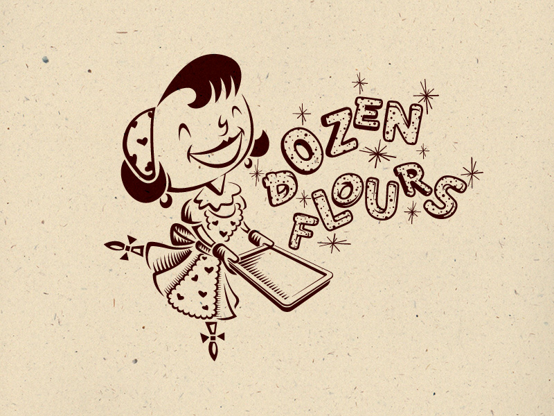 Dozen Flours main logo, 1-color.