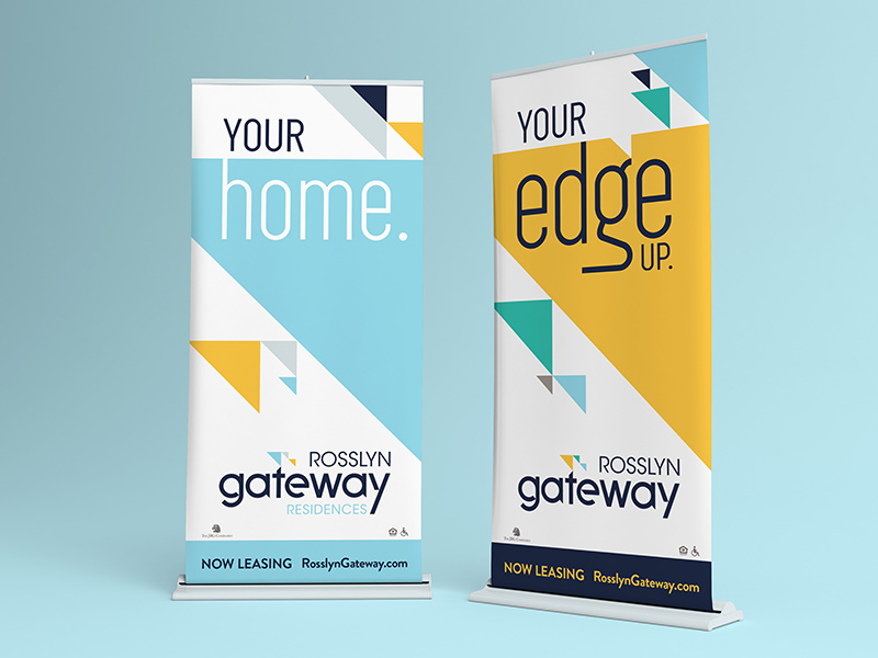 Leasing office pop-up banner displays.