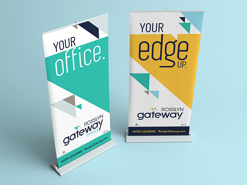 Leasing office pop-up banner displays.