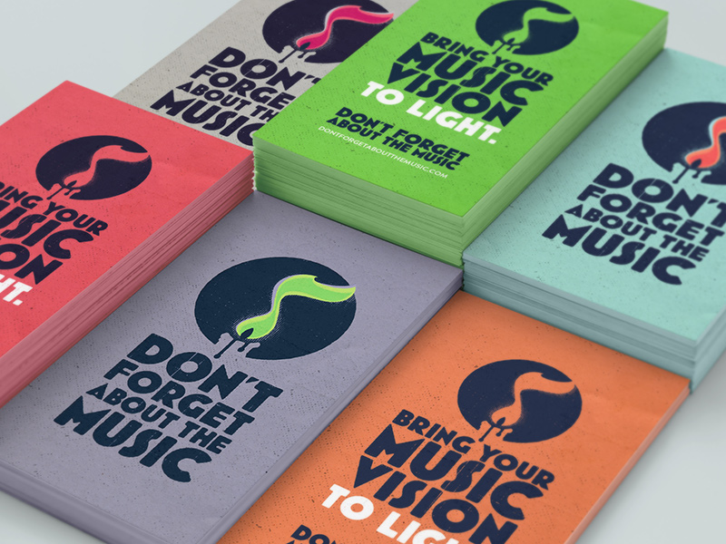 Business cards, various color schemes.