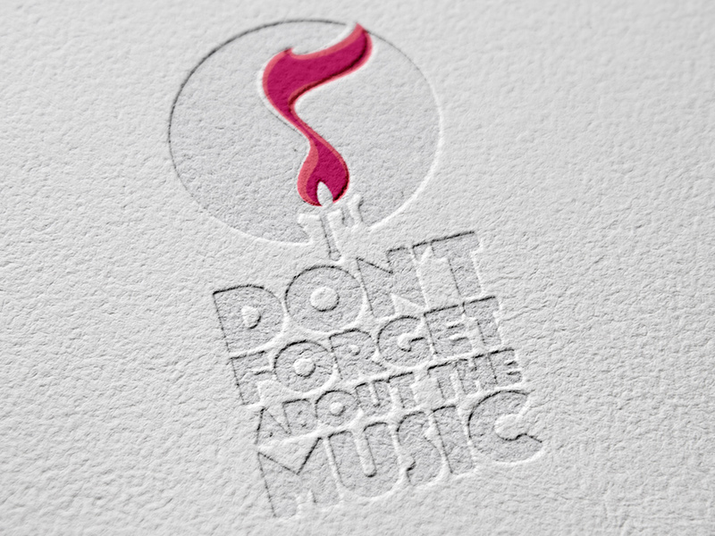 Don't Forget About the Music logo, embossing detail