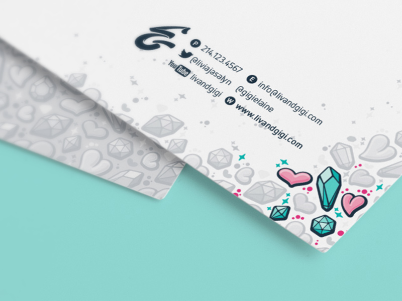 Stationery suite contact information and graphic elements detail.