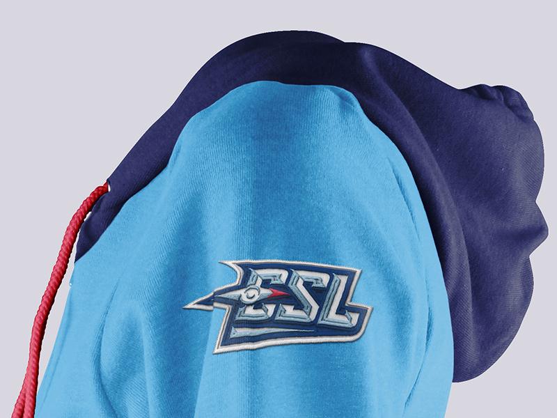 Hoodie variant with embroidered patch sleeve monogram