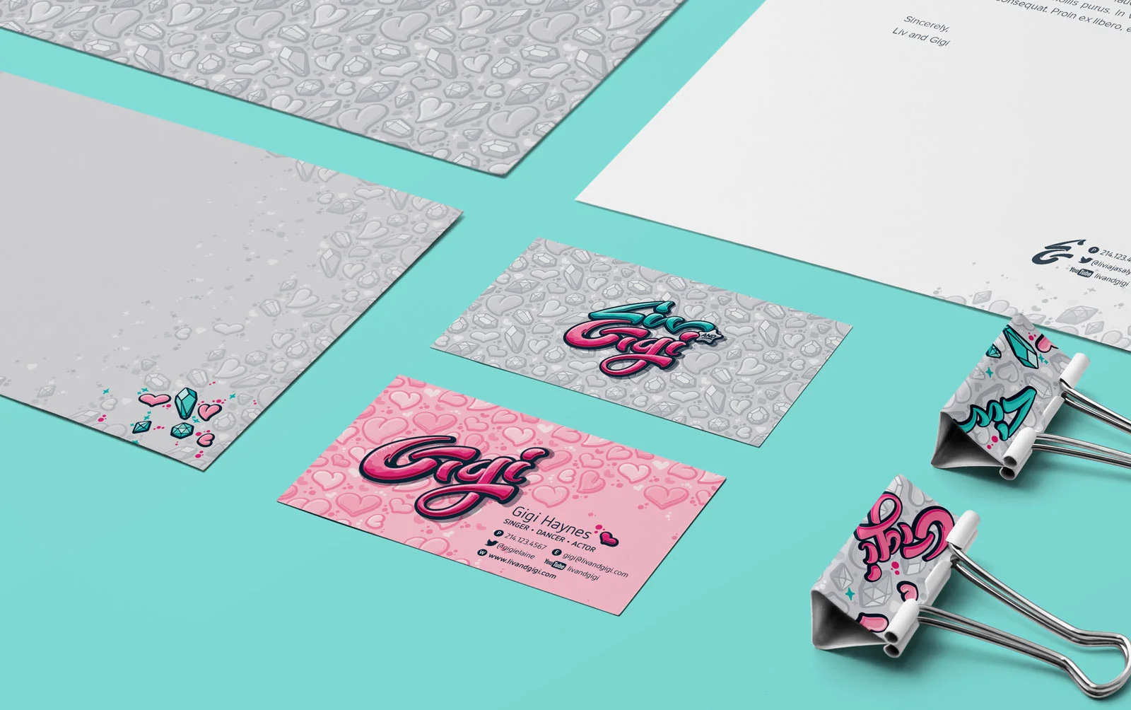 Stationery suite with Gigi-specific business card.