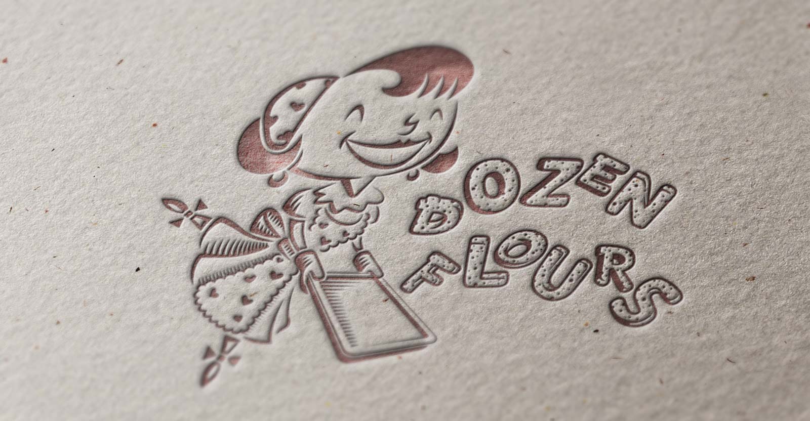 Dozen Flours main logo, letterpress printing example.