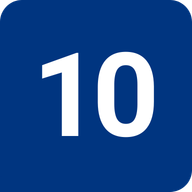 Booking.com rating of 10 out of 10. number 10 on blue background