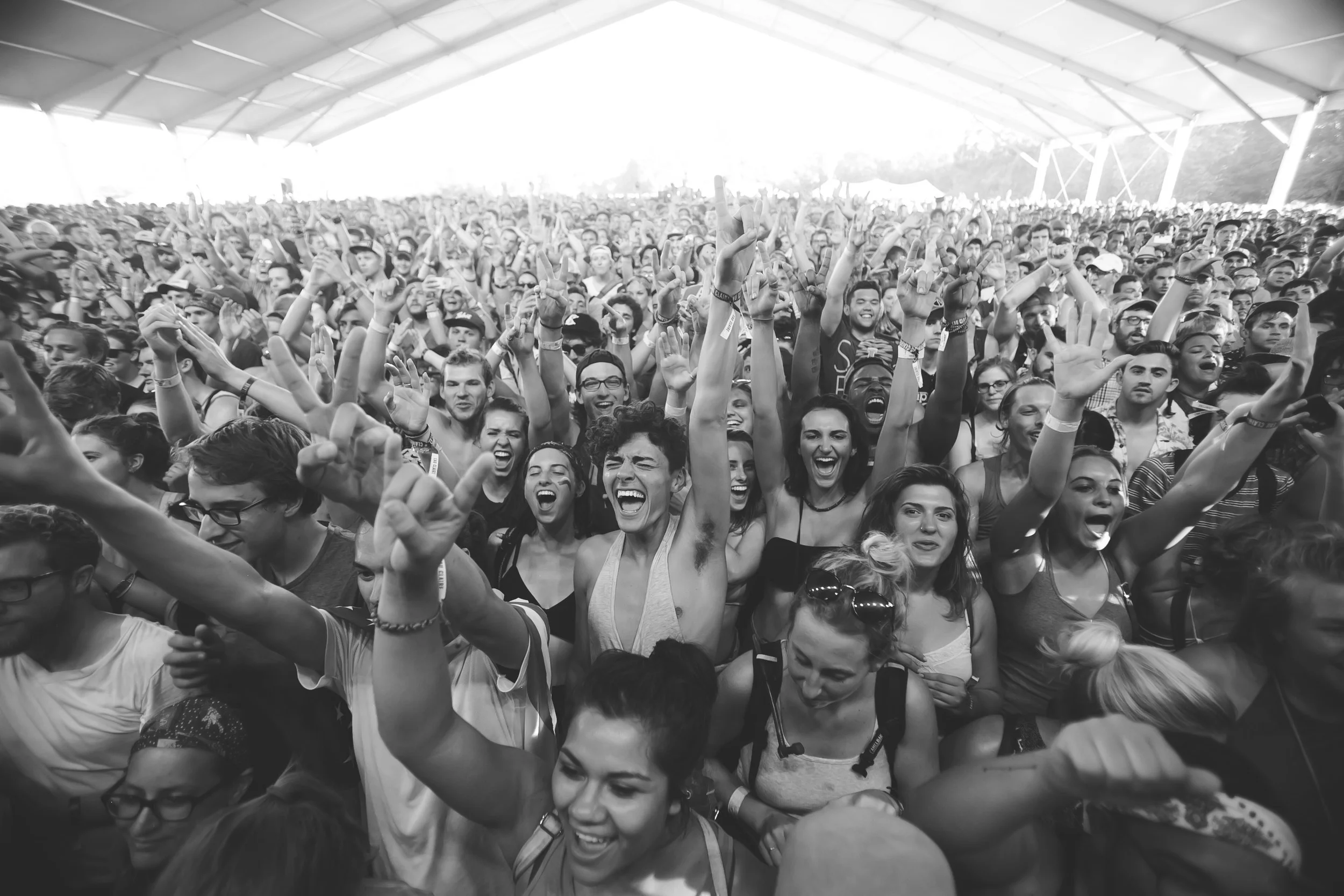 A sea of listeners explode in excitement as indie pop duo, Sylvan Esso, take the stage at Eaux Claires. The music festival was conceived of and curated by Bon Iver frontman, Justin Vernon, a native of Eau Claire, Wisconsin.