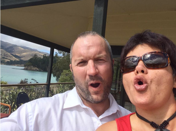 Koukourārata locals caught in the act of secret selfies – Manaia Cunningham (Project Manager for Koukourārata Wānanga Taiao) and Gina-Lee Duncan (Contract Advisor for Te Ha o Kawatiri).