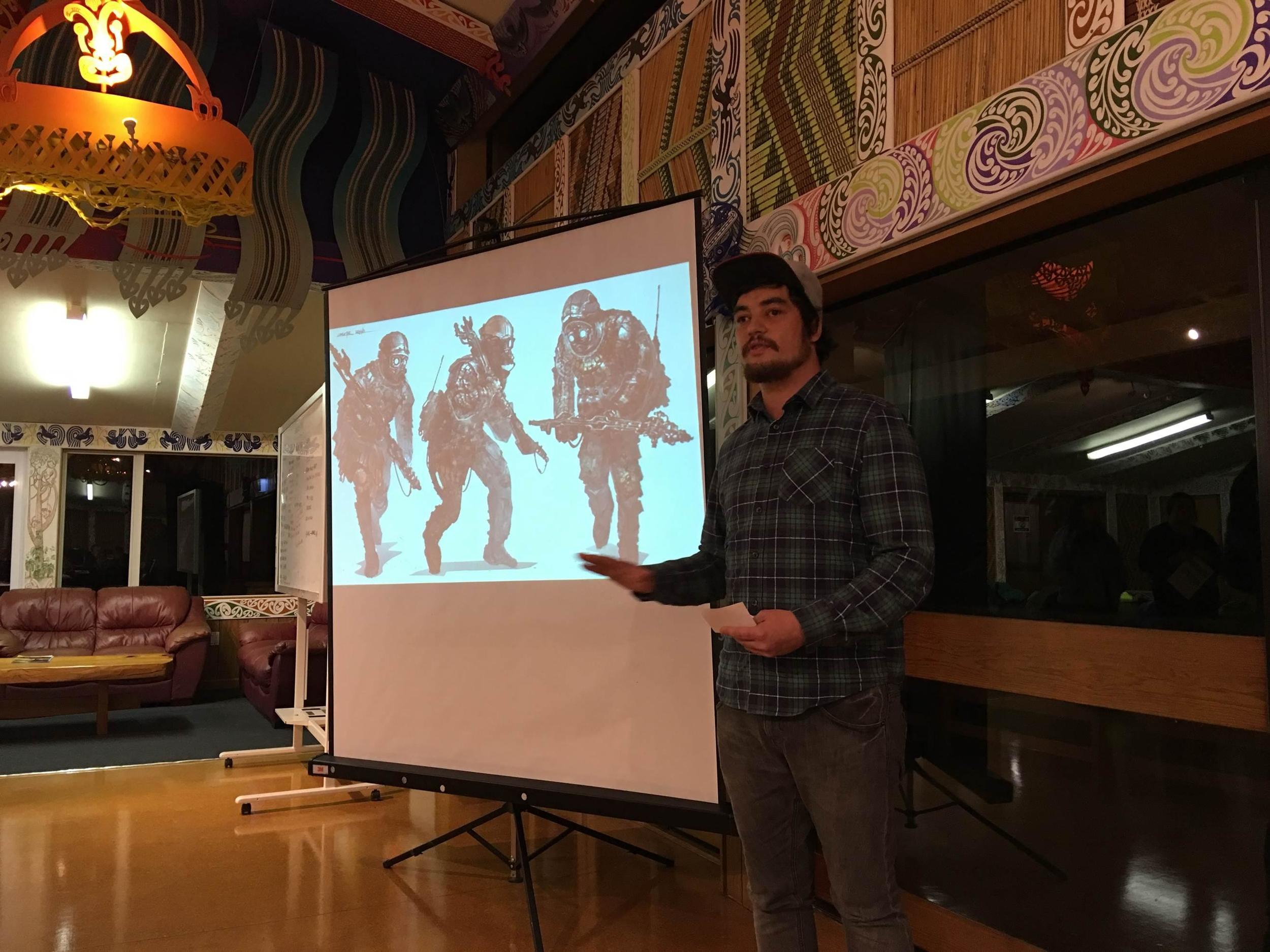 Tyrone Strongman explaining the concept of Scavenger City.