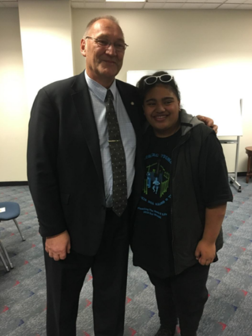 Cheyenne Aiono with Tā Mark Solomon