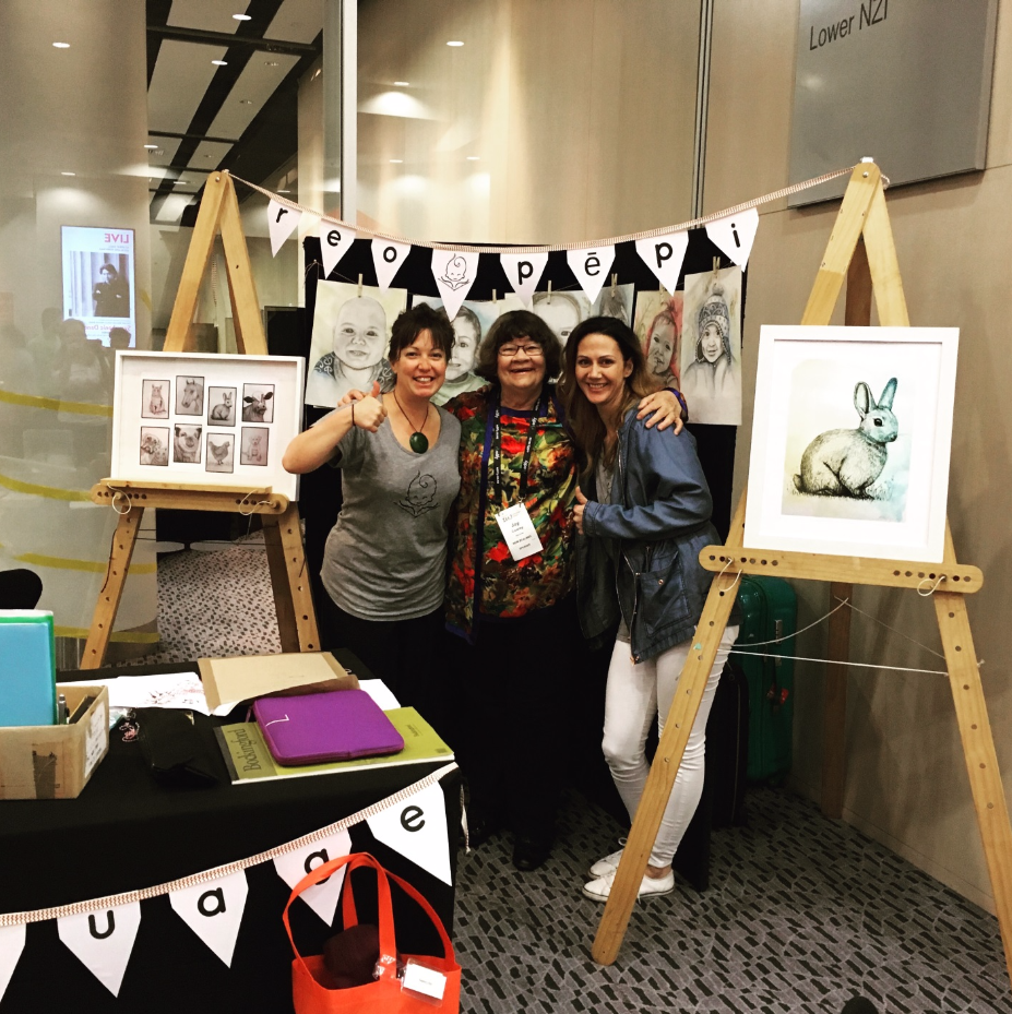 Kitty Bennett and Kirsty Parkinson with Joy Cowley