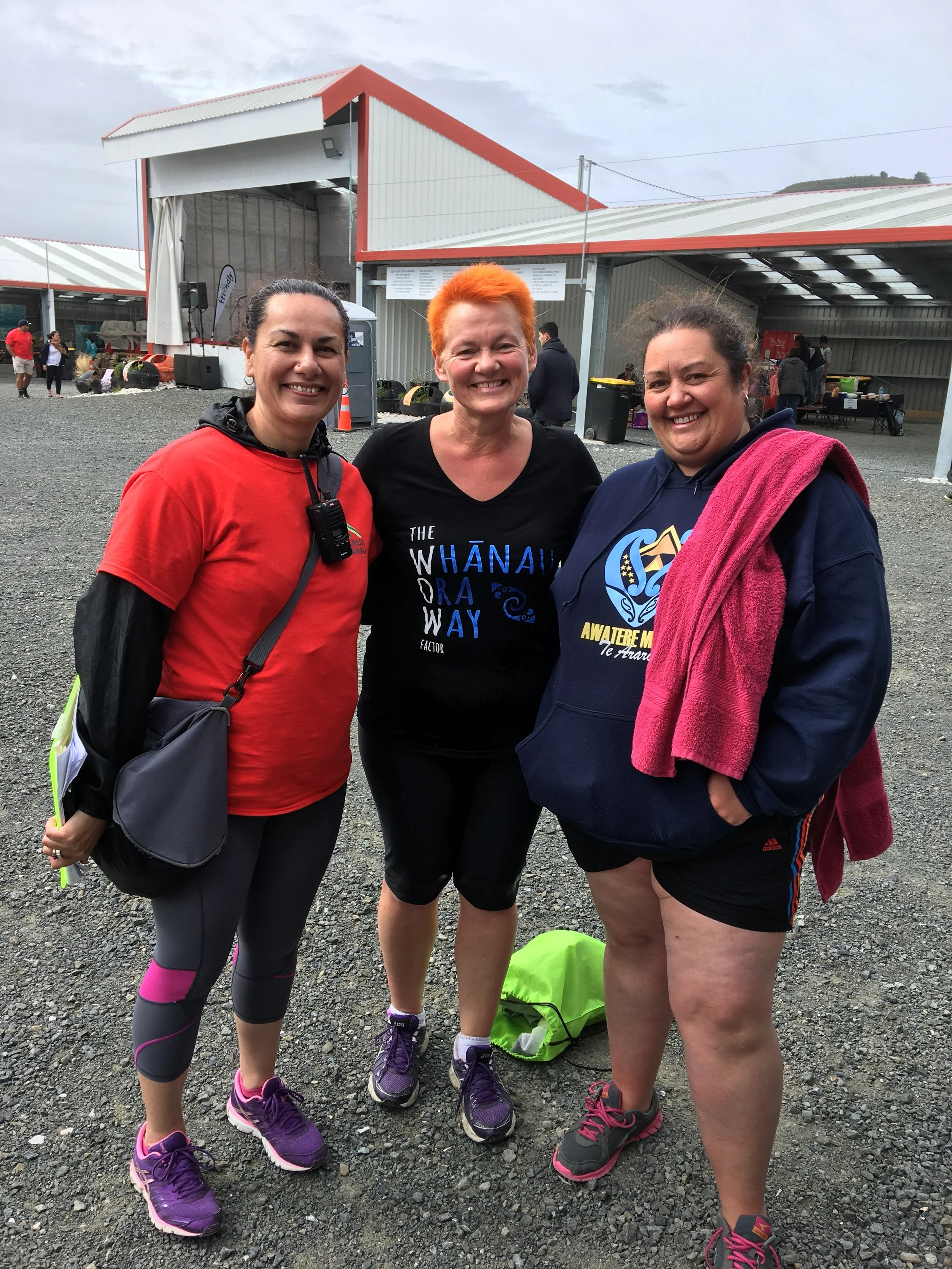 Joyce Manahi and Serena Lyders holding me up as I finally reached the end!