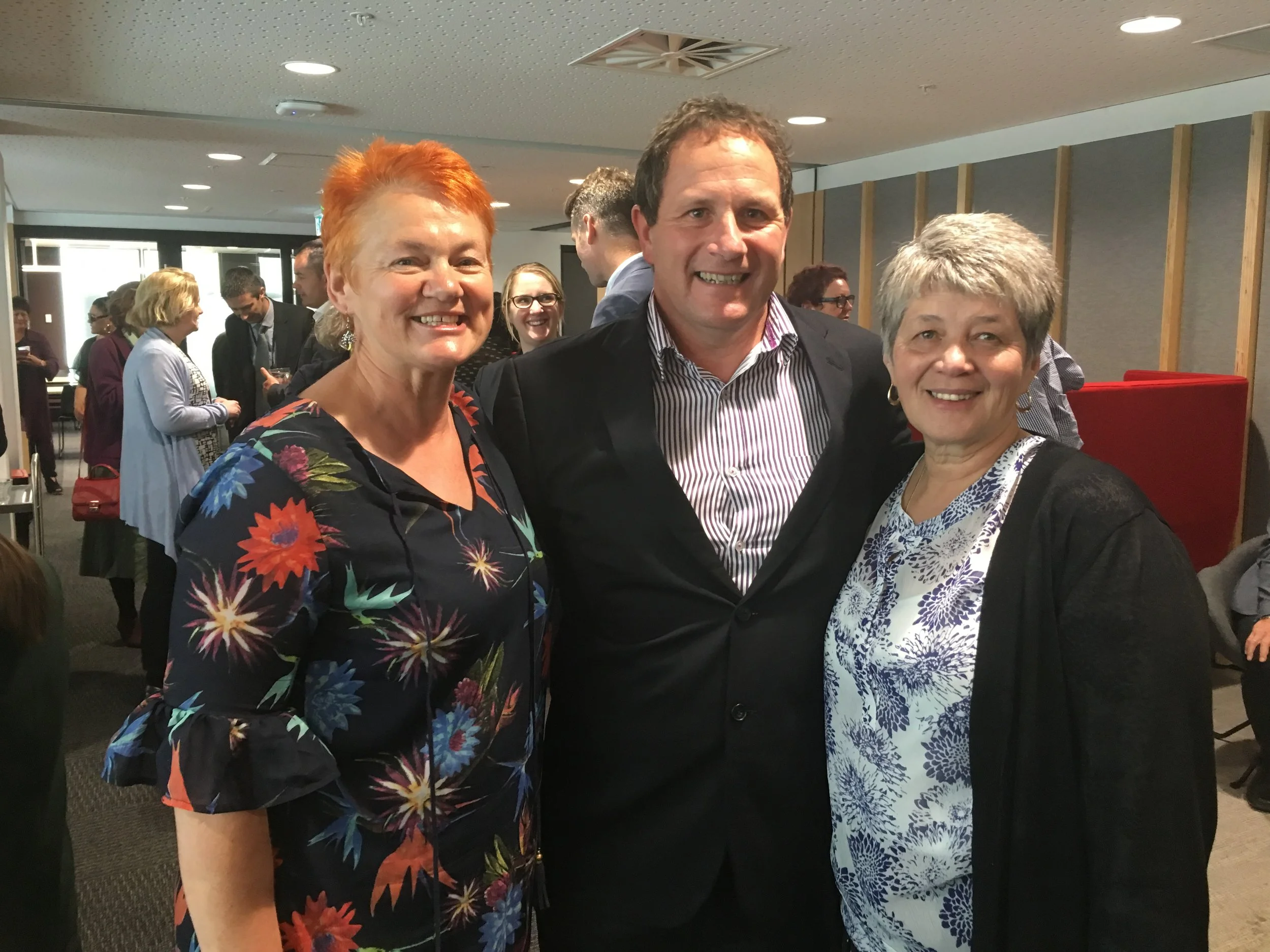 Helen Leahy with Grant Bennett the new Chief Social Worker and the first Māori Chief Social worker Shannon Pakura, who was Chief Social Worker from 1999 to 2007.
