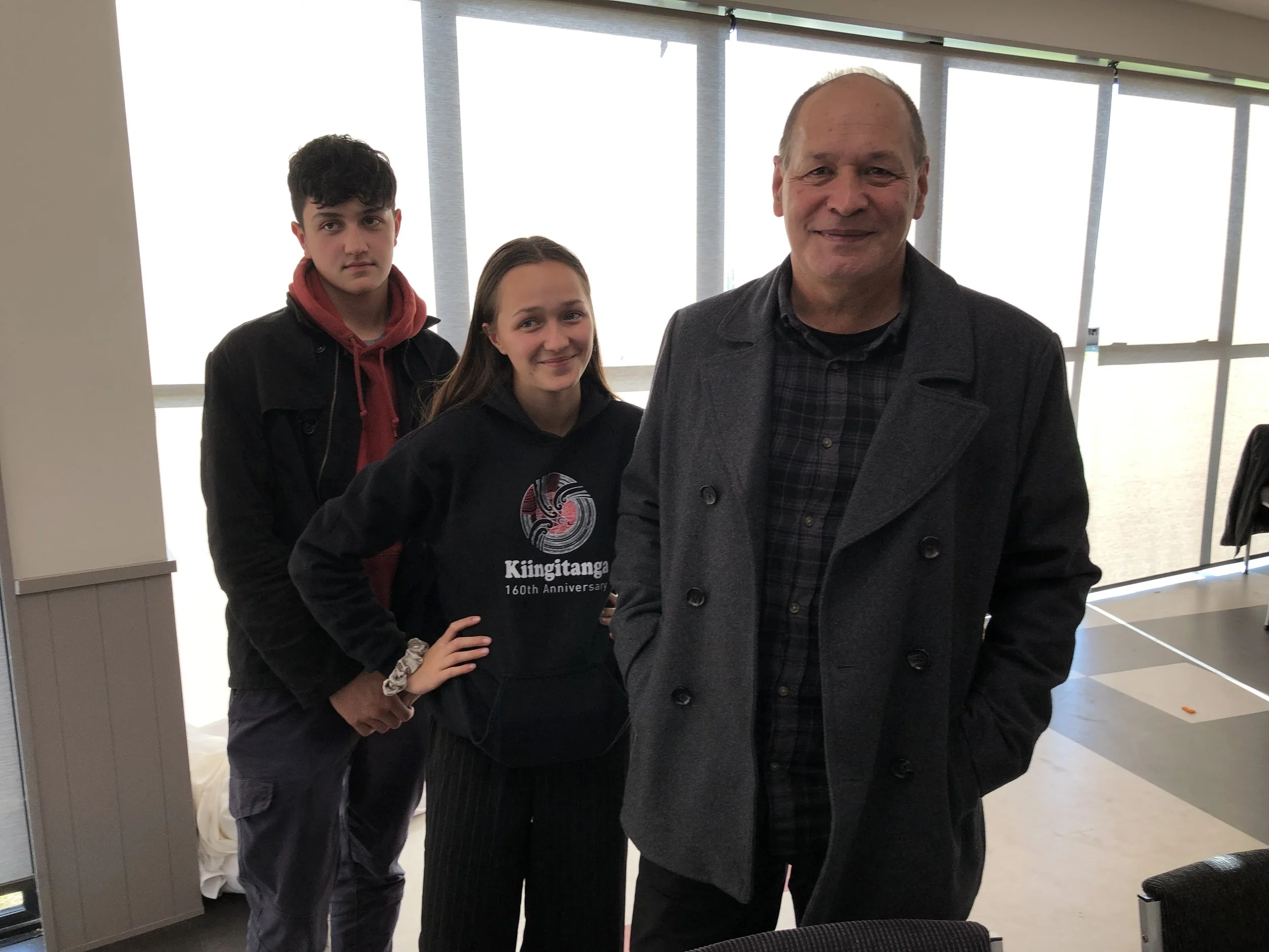 Peter Lyman (our independent monitor) and his children, Manuhaea and Te Rautāwhiri.
