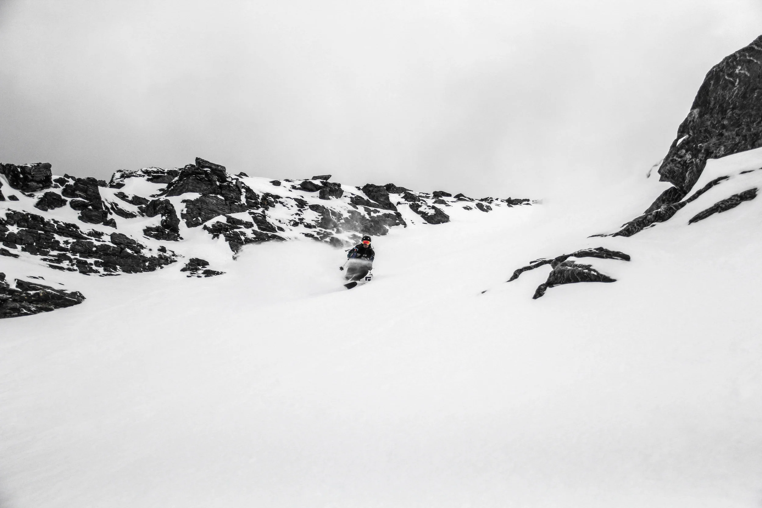 Dane Weister in the Alta Chutes at the Remarkables, NZ.