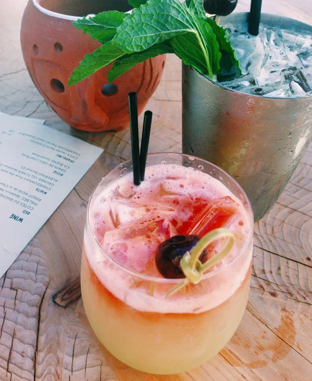 Drinks on the rooftop terrace / Ace Downtown Los Angeles / Bourbon and Goose