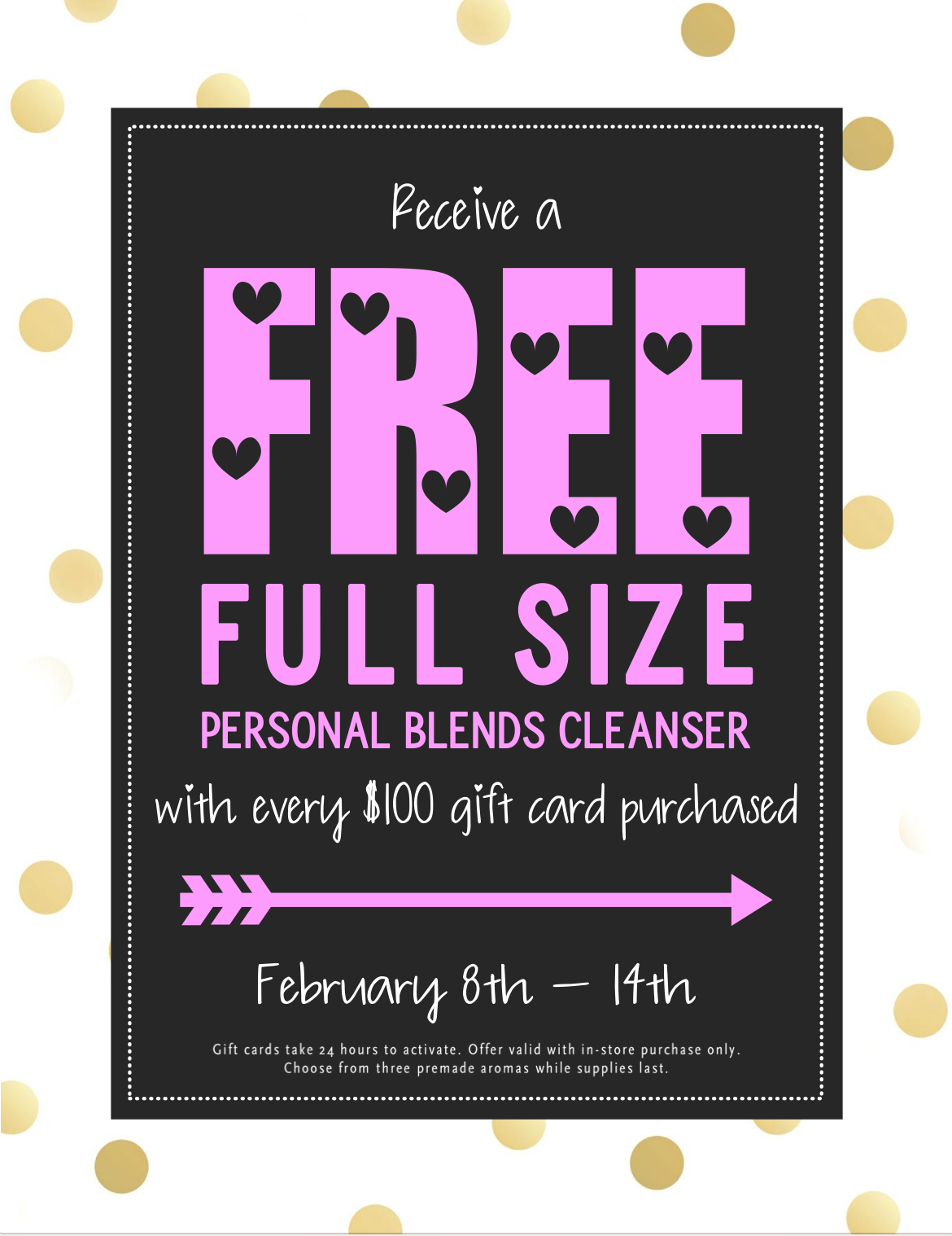 Receive a FREE Full Size Personal Blends Cleanser with every $100 Gift Card