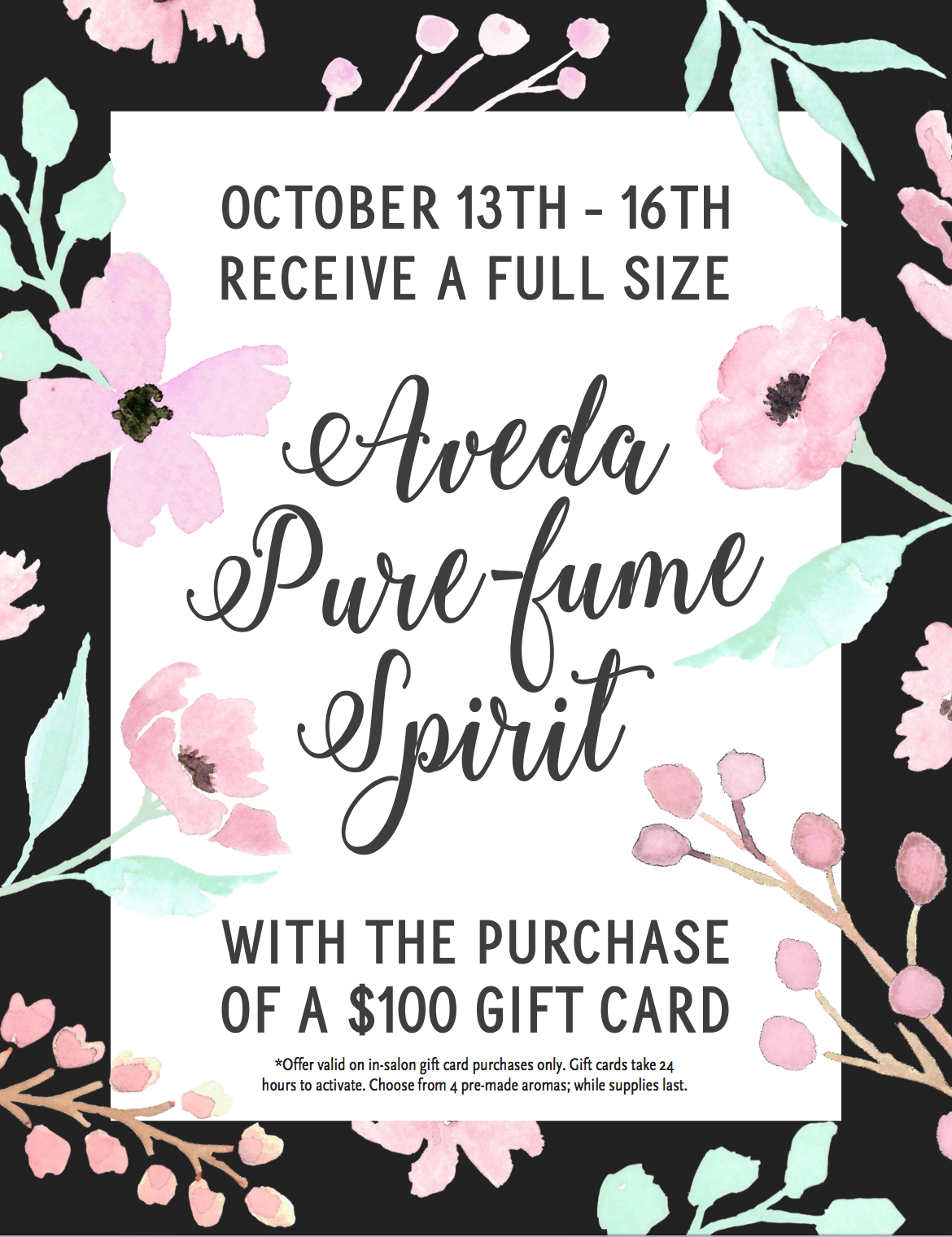 Receive a Full Size Aveda Pure-Fume Spirit with Gift Card Purchase