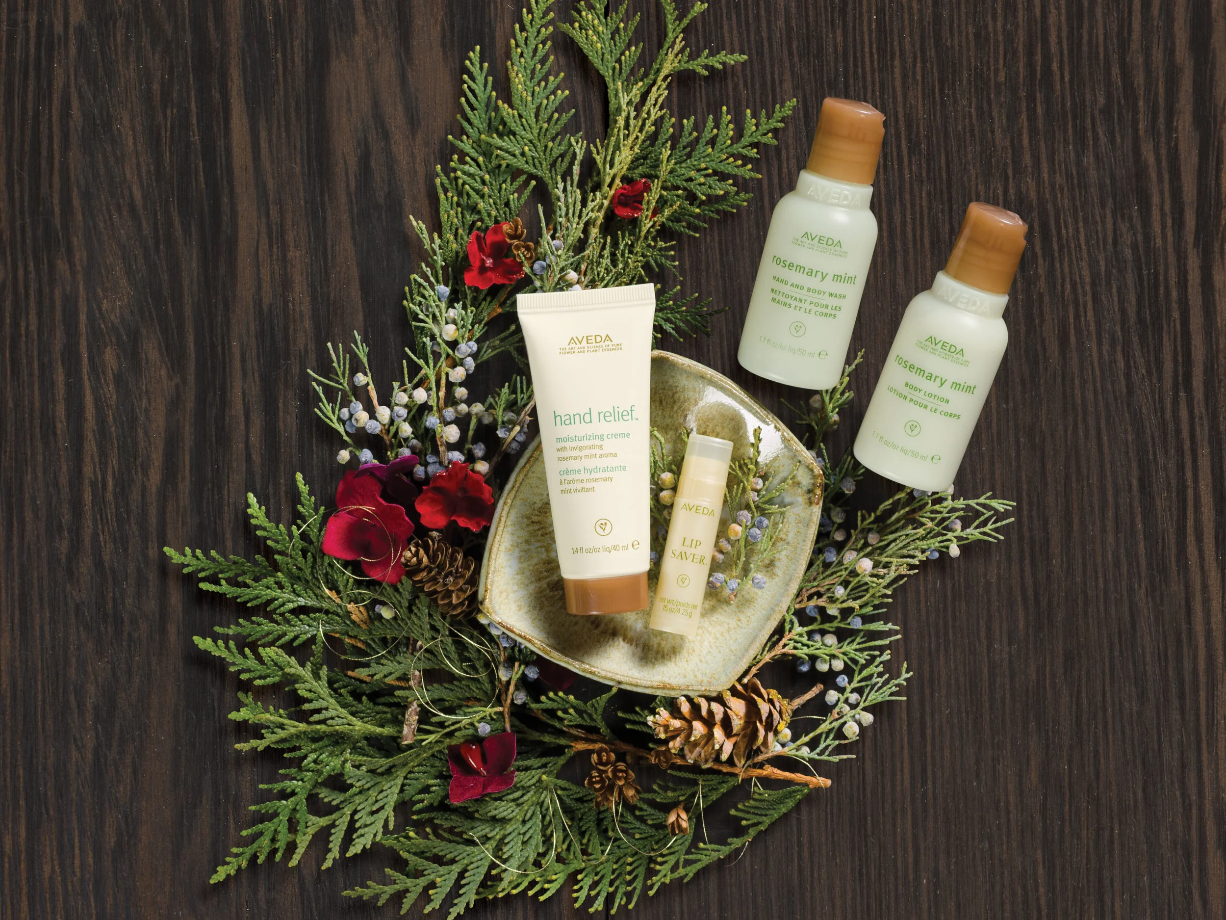 A Gift of Refresh-Mint for Your Journey: $35 rosemary mint hand and body wash, 50 ml rosemary mint body lotion, 50 ml hand relief™ moisturizing creme with rosemary mint aroma, 40 ml ip saver™ 4.25 g