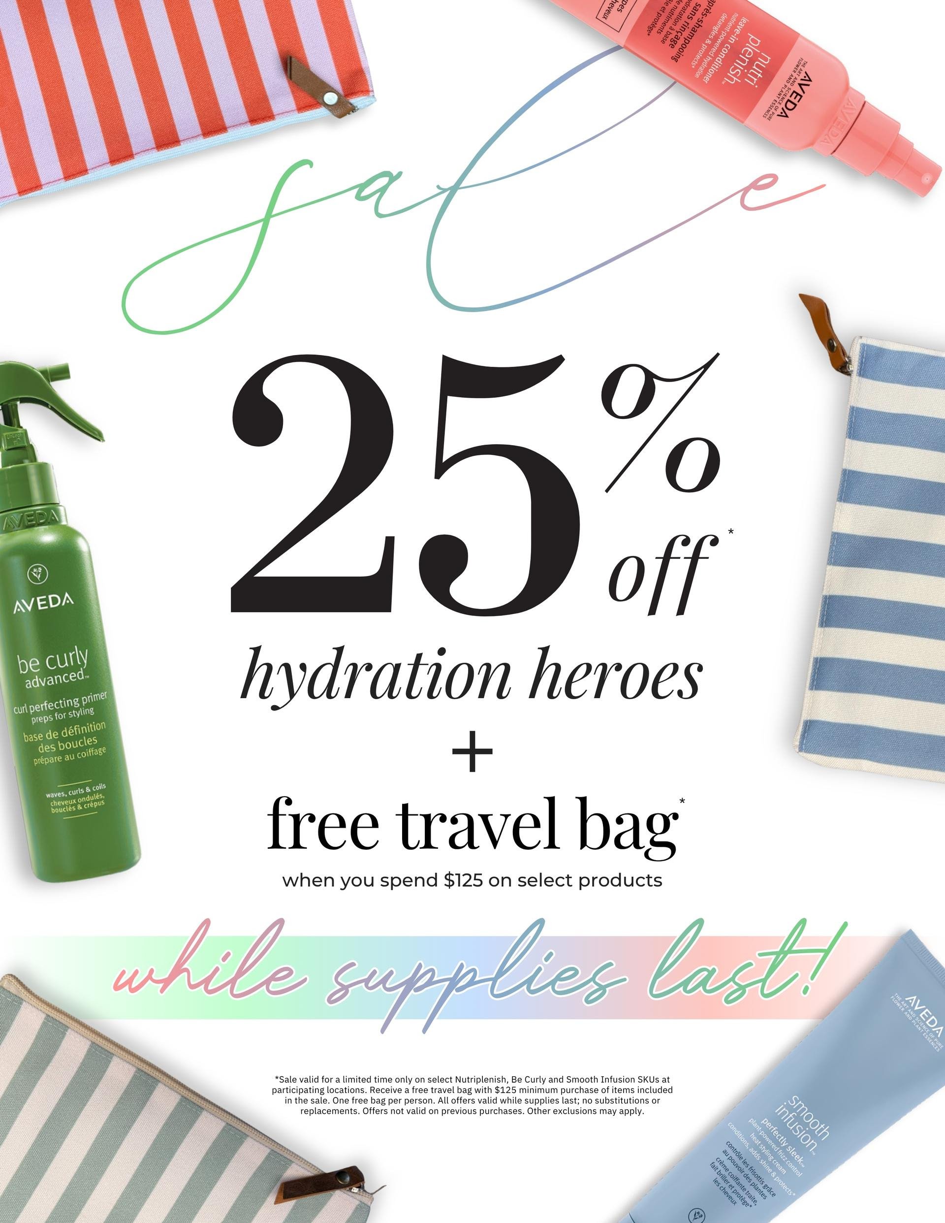 Save on Aveda's Hydration Heroes—Plus Receive a Free Travel Bag!