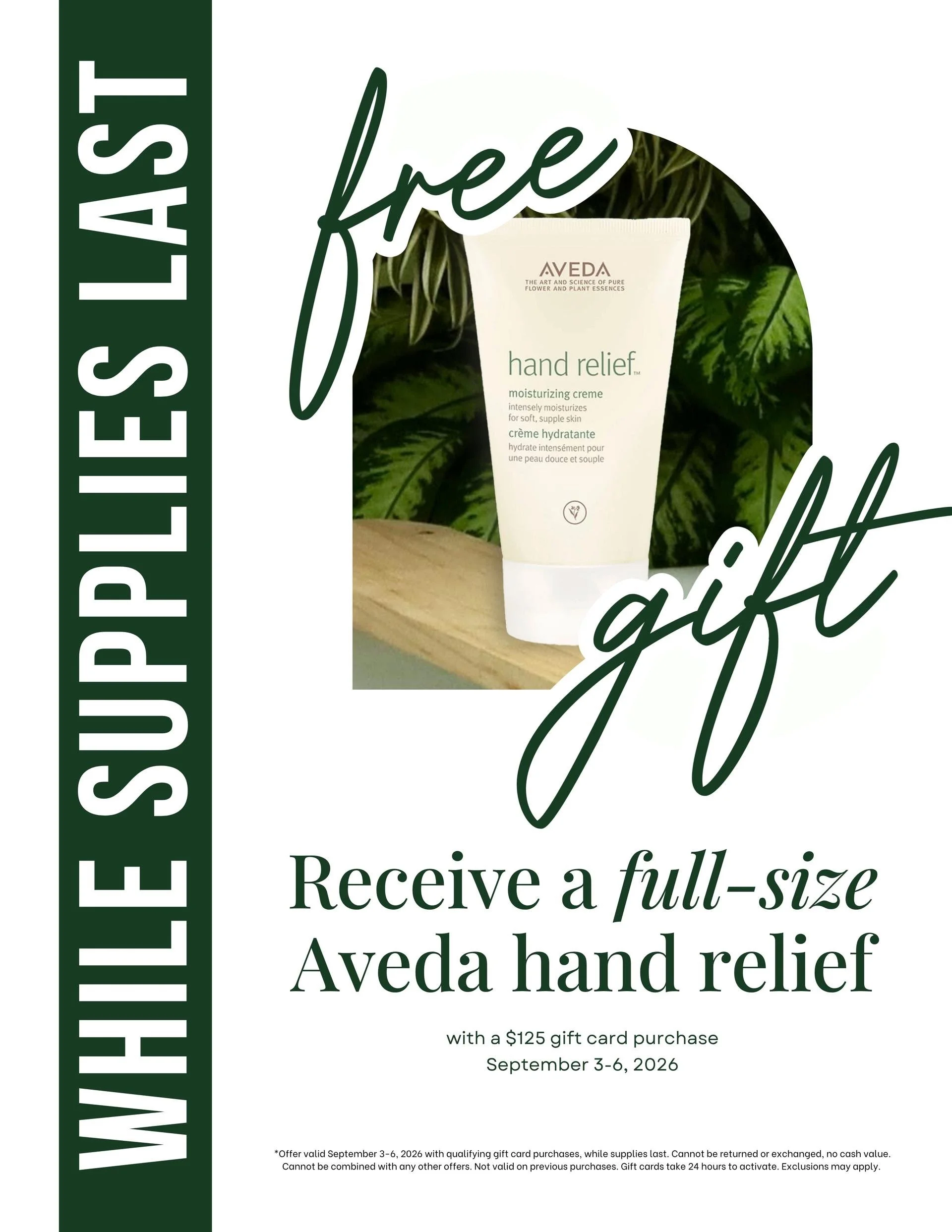 Stock Up &amp; Get a Gift: Free Aveda Hand Relief™ with $125 Gift Card