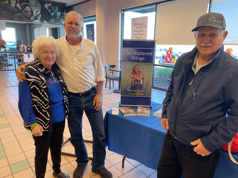 Leon and Mary and jim at book signing barnes .jpg