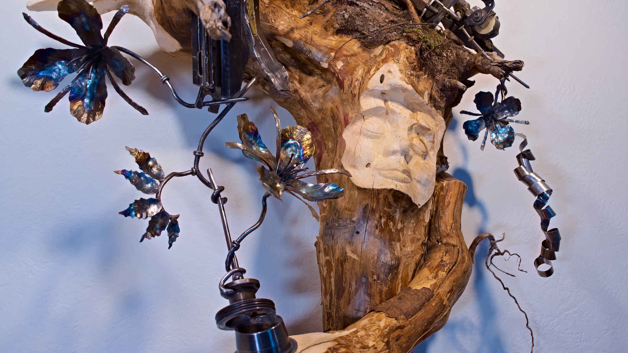 Root Fairy wood and steel sculpture