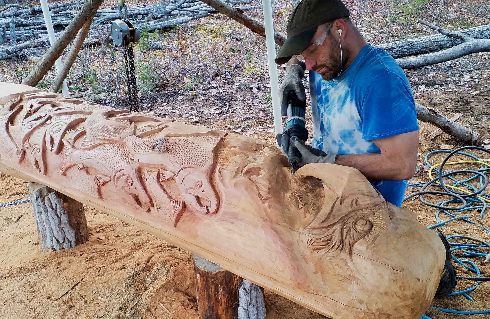 Eagle Totem wood carving commission