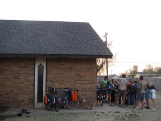 Before the movie the kids gathered around to hear about our trip
