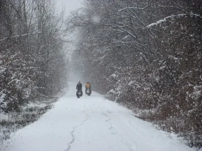 The snow surprised us and made the going slow
