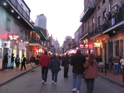 On Bourbon St in New Orleans the pavement is 100% for people.