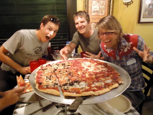 You didn't think we cooked all the time? This is our largest pizza of the trip, 24 inches.