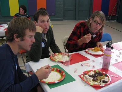 Sara's plate is full of desserts from the teacher's luncheon