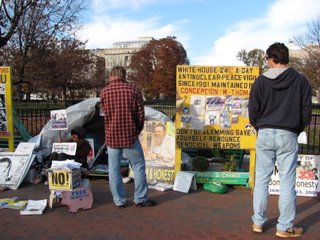 Challenge yourselves to speak out for what you believe in. Here is a 24 hour peace vigil that has been going on near the White House since 1981.